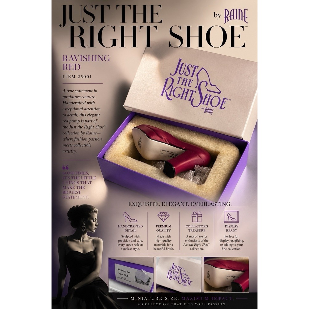 Just The Right Shoe 'Ravishing Red' High Heel 1998 Ravine Willitts w/box